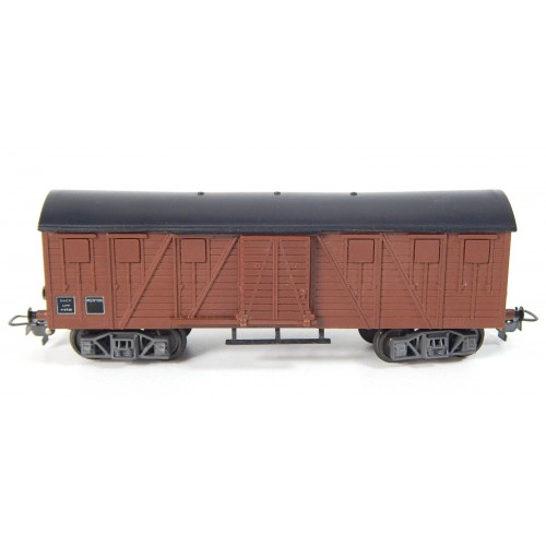 HORNBY WAGON COUVERT A BOGIES ESSIEUX BRUNIES HO SANS BOITE