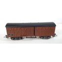HORNBY WAGON COUVERT A BOGIES ESSIEUX BRUNIES HO SANS BOITE