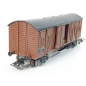 HORNBY WAGON COUVERT A BOGIES ESSIEUX BRUNIES HO SANS BOITE