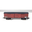 JOUEF WAGON COUVERT TP MARRON TOIT NOIR A BOGIES HO SANS BOITE