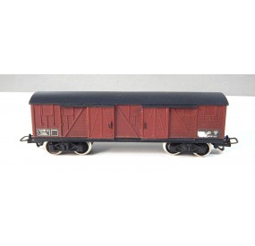 JOUEF WAGON COUVERT TP MARRON TOIT NOIR A BOGIES HO SANS BOITE