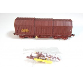 ROCO WAGON MARRON TOIT COULISSANT A BOGIES SANS BOITE HO