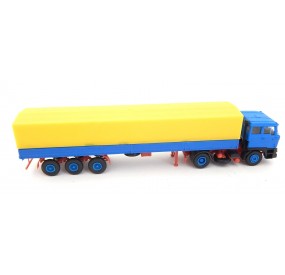 17719 KIBRI CAMIONS REMORQUE BACHER JAUNE ET BLEU HO SANS BOITE