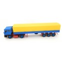 17719 KIBRI CAMIONS REMORQUE BACHER JAUNE ET BLEU HO SANS BOITE