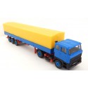 17719 KIBRI CAMIONS REMORQUE BACHER JAUNE ET BLEU HO SANS BOITE