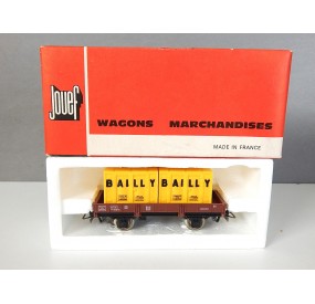 JOUEF 6450 WAGON PLAT A ESSIEUX 2 CONTAINERS BAILLY HO EN BOITE ROUGE