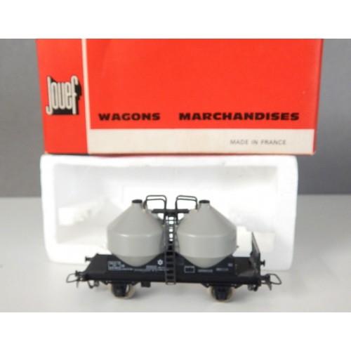 JOUEF UN WAGON CIMENTIER GRIS NEUF EN BOITE ROUGE REF 6420 HO