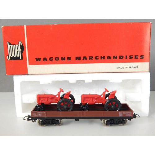 REF 6520 JOUEF WAGON PLAT + 2 TRACTEURS HO BOITE ROUGE