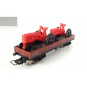 REF 6520 JOUEF WAGON PLAT + 2 TRACTEURS HO BOITE ROUGE