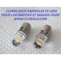CC0096 DEUX AMPOULES E5 A LEDS POUR LOCOMOTIVE ET WAGON JOUEF HO