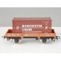 JOUEF WAGON PLAT A ESSIEUX CONTENEUR MANCHESTER HO SANS BOITE