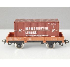 JOUEF WAGON PLAT A ESSIEUX CONTENEUR MANCHESTER HO SANS BOITE
