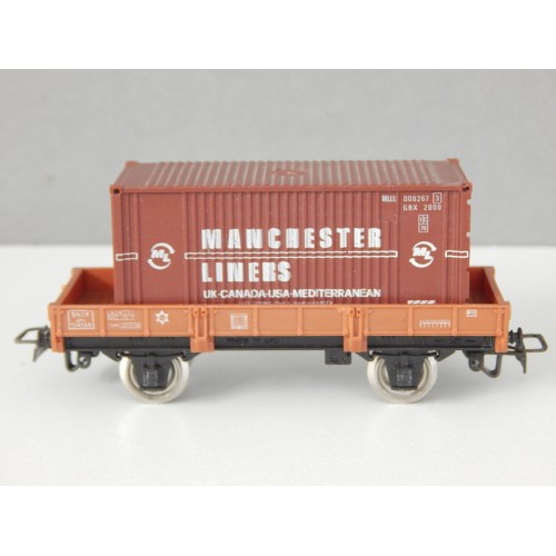 JOUEF WAGON PLAT A ESSIEUX CONTENEUR MANCHESTER HO SANS BOITE
