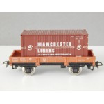 JOUEF WAGON PLAT A ESSIEUX CONTENEUR MANCHESTER HO SANS BOITE
