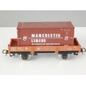 JOUEF WAGON PLAT A ESSIEUX CONTENEUR MANCHESTER HO SANS BOITE