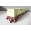 JOUEF WAGON PLAT LONG A BOGIES 3 CONTENEUR SNCF HO BON ETAT SANS BOITE