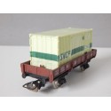 JOUEF WAGON PLAT A ESSIEUX MARRON CONTAINER SNCF CNC HO SANS BOITE