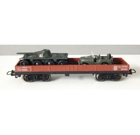 JOUEF WAGON PLAT TP A BOGIE + ENGINS MILITAIRE HO SANS BOITE