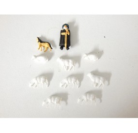 PERSONNAGE A ANIMAUX BERGER MOUTONS ET CHIEN HO RESEAUX JOUEF