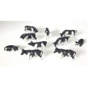 ANIMAUX LOT DE 10 VACHES BLANCHE ET NOIR HO RESEAUX JOUEF