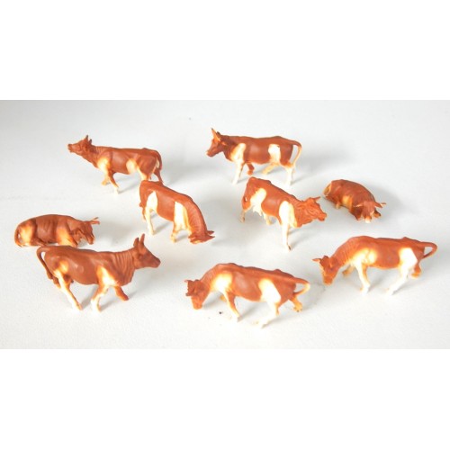ANIMAUX LOT DE 10 VACHES MARRON ET BLANCHE HO RESEAUX JOUEF