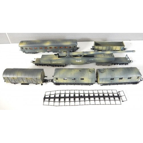 149704 - LIMA RARE LOCOMOTIVE MILITAIRE + WAGON + CANON LEOPOLD HO SANS BOITE