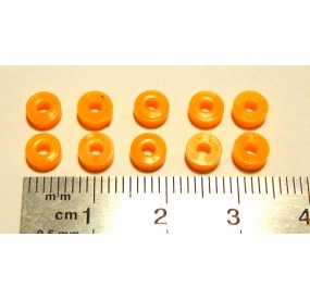10 RONDELLES PLASTIQUE ORANGE AXE 1,95 MM POUR LOCMOTIVE HO