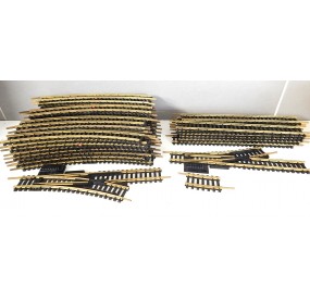 18001- GEGE GROS LOT DE RAILS COURBES ET DROITE LAITON + AIGUILLAGE ANCIEN HO