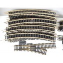 18001- GEGE GROS LOT DE RAILS COURBES ET DROITE LAITON + AIGUILLAGE ANCIEN HO