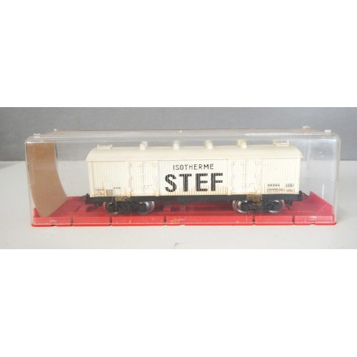 6560 JOUEF WAGON COUVERT A BOGIES STEF SNCF BOITE CRISTAL