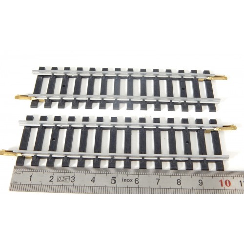 réf 4753 JOUEF 4 RAILS DEMI DROITE 14 TRAVERS 104 mm ACIER HO