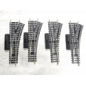JOUEF 4085 LOT DE 4 AIGUILLAGES MANUEL R 385 RAILS ACIER DERIVE GAUCHE - HO