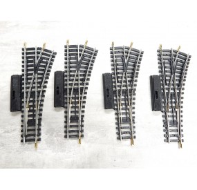 JOUEF 4085 LOT DE 4 AIGUILLAGES MANUEL R 385 RAILS ACIER DERIVE GAUCHE - HO