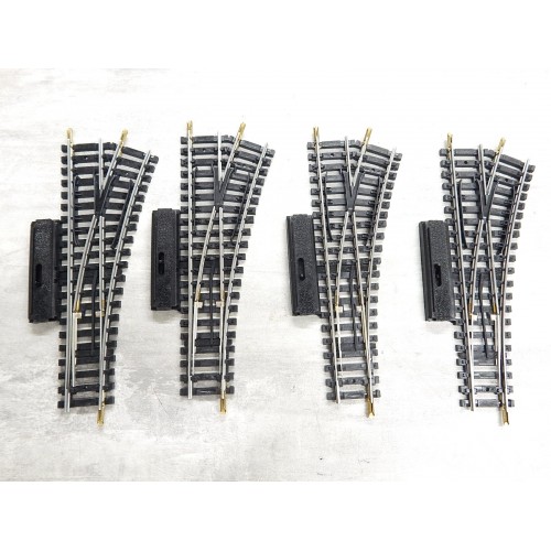 JOUEF 4085 LOT DE 4 AIGUILLAGES MANUEL R 385 RAILS ACIER DERIVE GAUCHE - HO