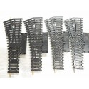 JOUEF 4085 LOT DE 4 AIGUILLAGES MANUEL R 385 RAILS ACIER DERIVE GAUCHE - HO
