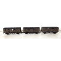 Réf 704 OU 7140 HORNBY LOT DE 3 WAGONS COUVERT A ESSIEUX HO