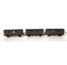 Réf 704 OU 7140 HORNBY LOT DE 3 WAGONS COUVERT A ESSIEUX HO