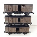 Réf 704 OU 7140 HORNBY LOT DE 3 WAGONS COUVERT A ESSIEUX HO
