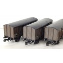 Réf 704 OU 7140 HORNBY LOT DE 3 WAGONS COUVERT A ESSIEUX HO