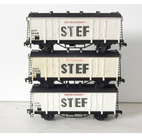 HORNBY LOTS DE 3 WAGONS COUVERT A ESSIEUX STEF FRIGORIFIQUE HO