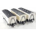 HORNBY LOTS DE 3 WAGONS COUVERT A ESSIEUX STEF FRIGORIFIQUE HO