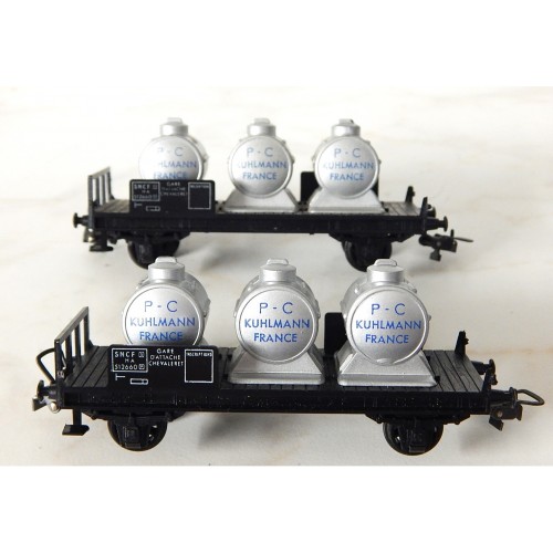 HORNBY LOT DE 2 WAGONS A ESSIEUX 3 CITERNES KUHLMANN HO
