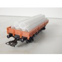 HORNBY WAGON PLAT A ESSIEUX TRANSPORT DE TUBES HO SANS BOITE