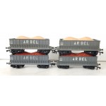 Réf 18162 LOT DE 4 WAGONS TREMIE A BOGIES HORNBY AVEC CHARGEMENTS HO