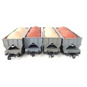 Réf 18162 LOT DE 4 WAGONS TREMIE A BOGIES HORNBY AVEC CHARGEMENT HO