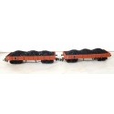 Réf 18163 LOT DE 2 WAGONS PLAT A BOGIES HORNBY AVEC CHARGEMENTS HO