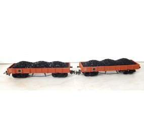 Réf 18163 LOT DE 2 WAGONS PLAT A BOGIES HORNBY AVEC CHARGEMENTS HO