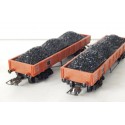 Réf 18163 LOT DE 2 WAGONS PLAT A BOGIES HORNBY AVEC CHARGEMENTS HO