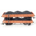 Réf 18163 LOT DE 2 WAGONS PLAT A BOGIES HORNBY AVEC CHARGEMENTS HO