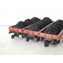 Réf 18164 LOT DE 3 WAGONS PLAT A ESSIEUX HORNBY AVEC CHARGEMENTS CHARBONS HO